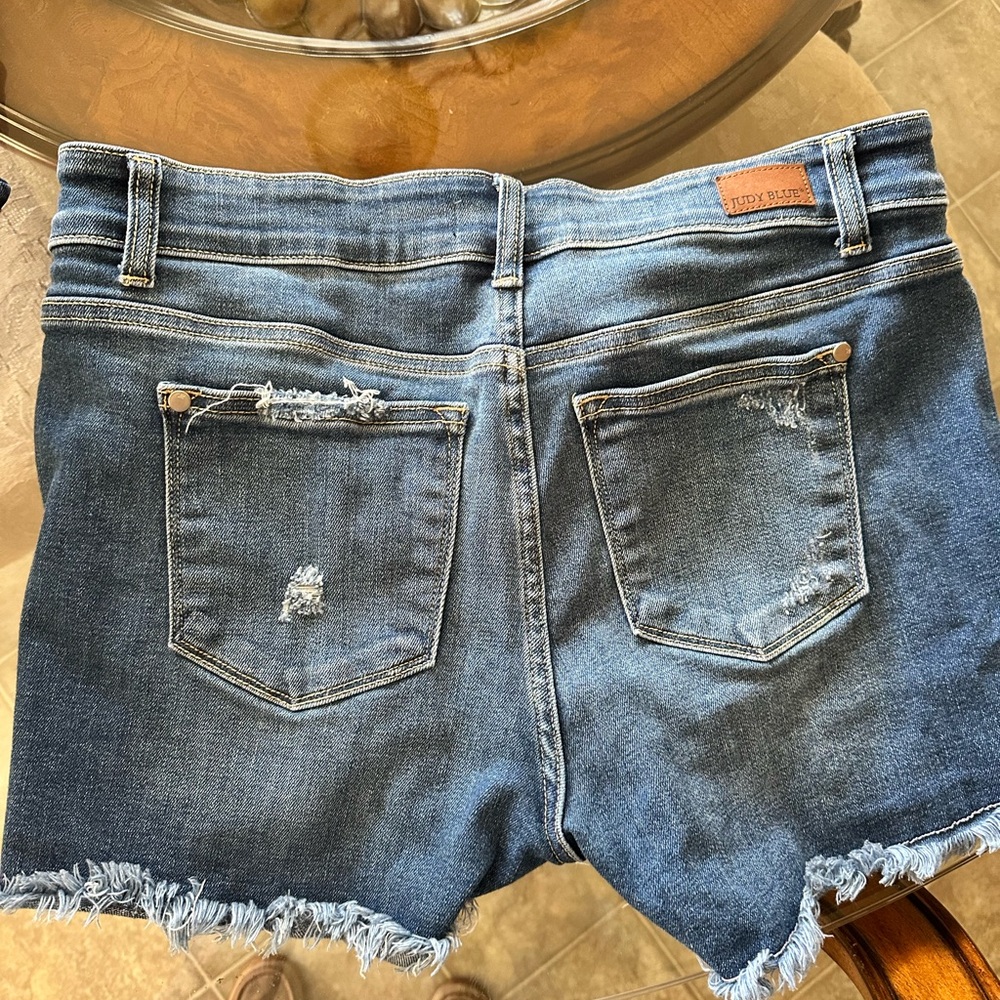 Judy Blue Women's Ripped Jean Shorts - Dark Blue - Picture 2 of 2